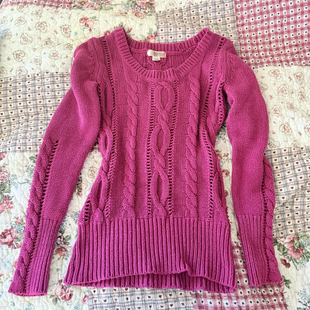 vintage route 66 knitted sweater in magenta